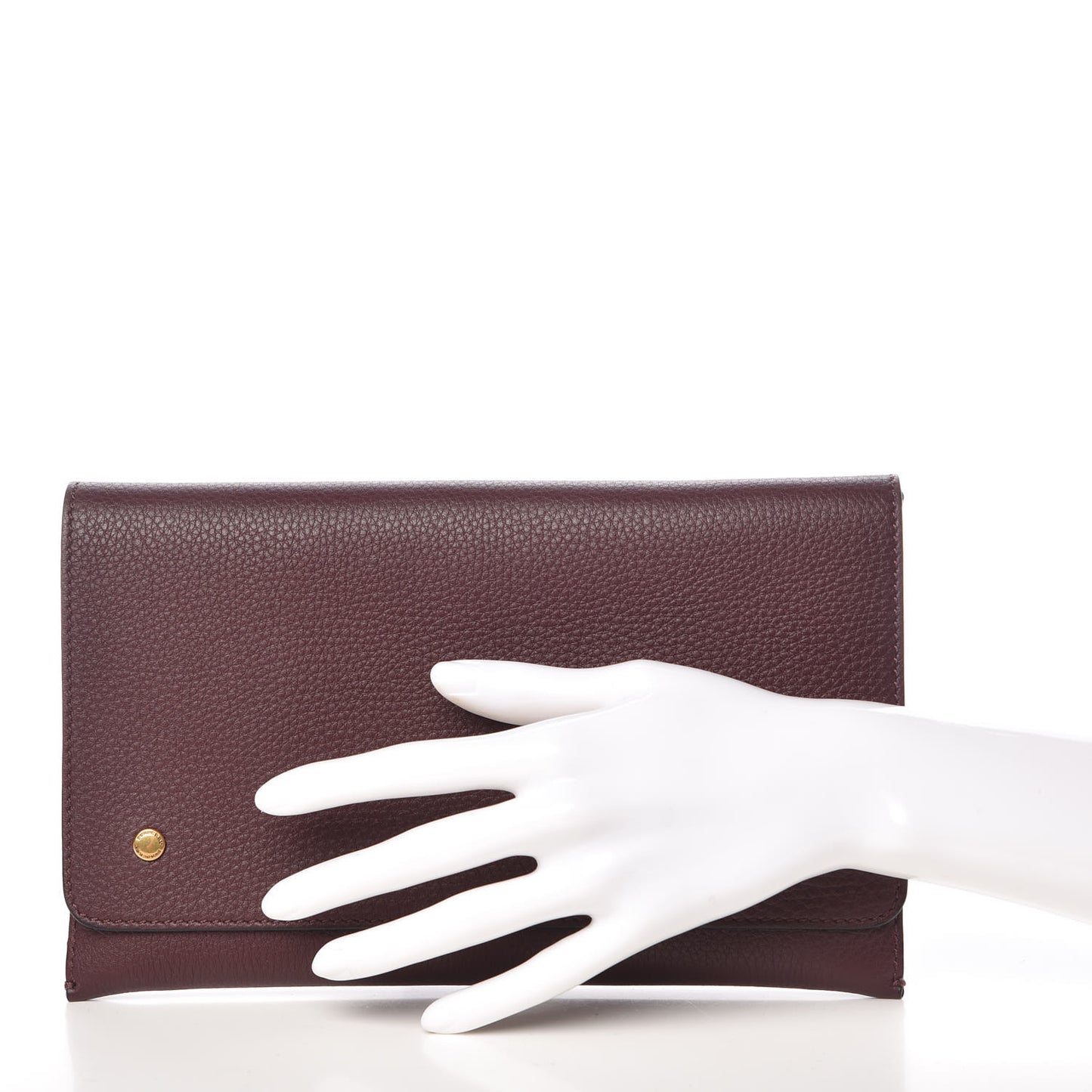 Grainy Calfskin Two-Tone Wristlet Clutch Deep Claret