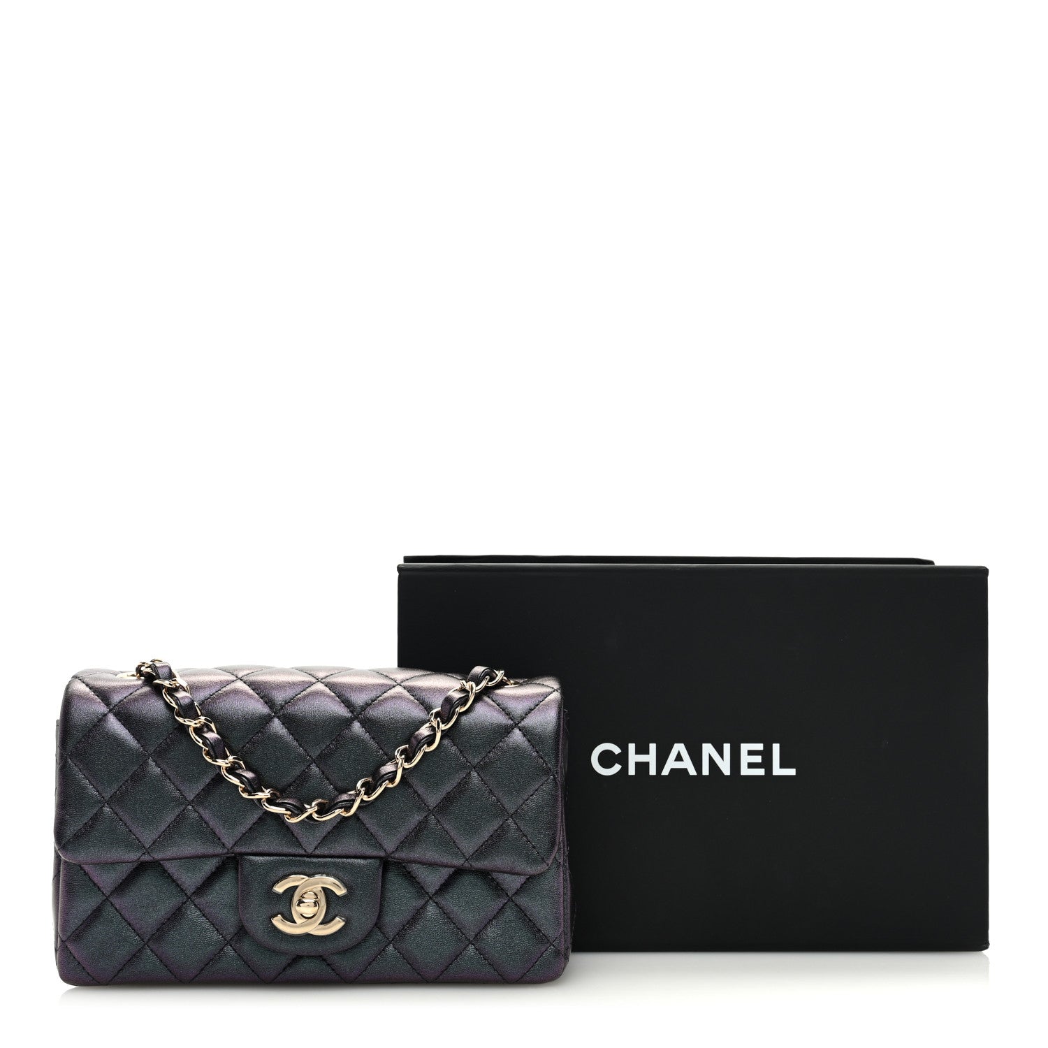 Chanel Iridescent Lambskin Quilted Mini Rectangular Flap Black 10 of 10
