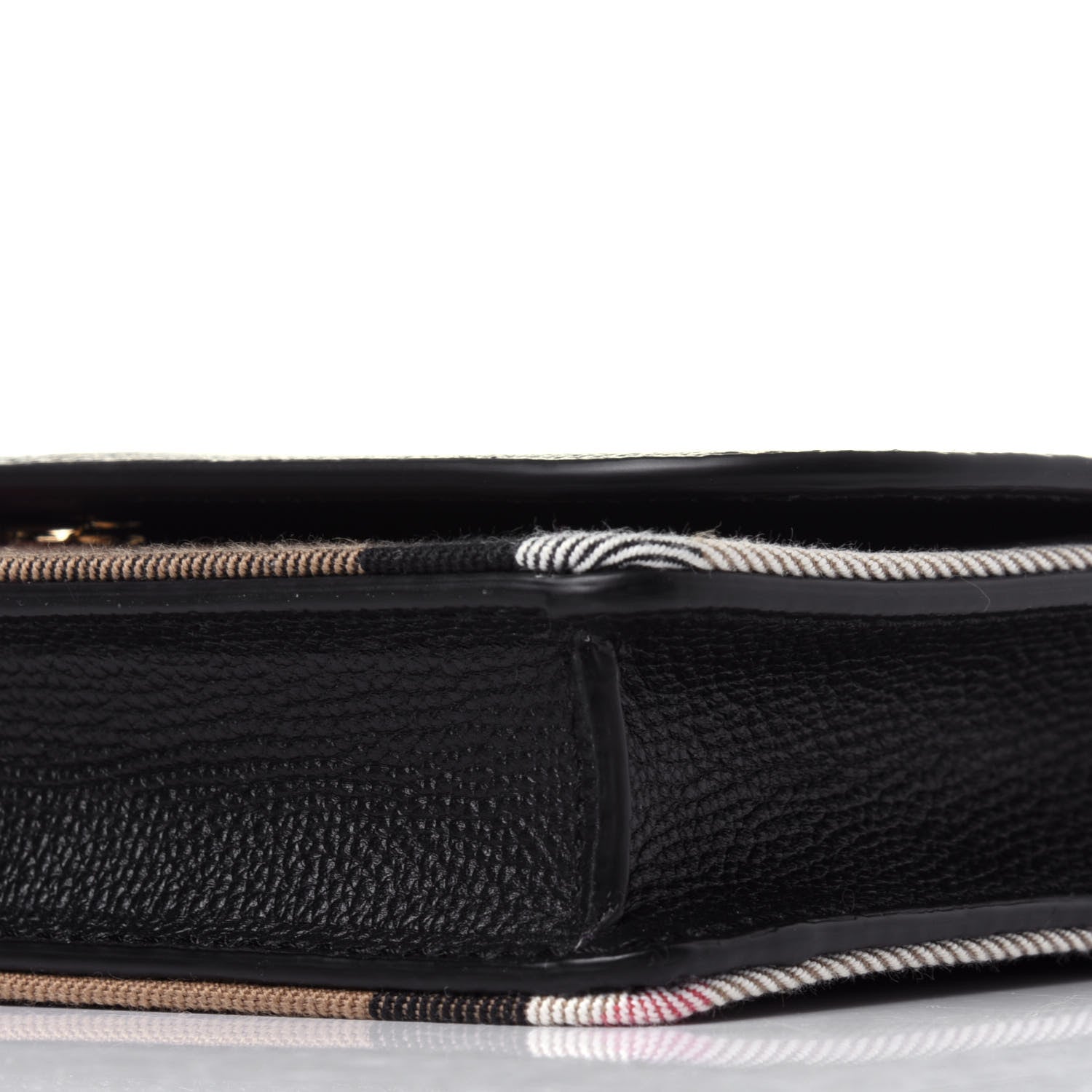 Burberry Derby Calfskin House Check Wallet On Chain Black 10 of 11