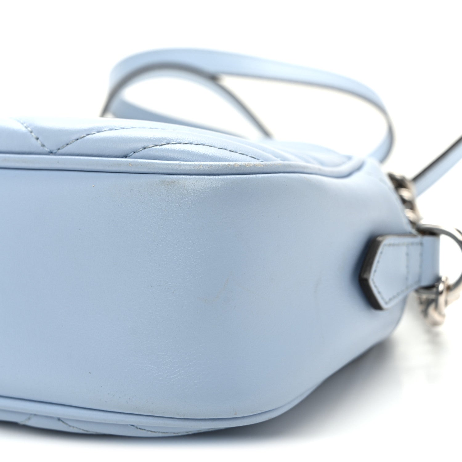Gucci Calfskin Matelasse Small GG Marmont Chain Shoulder Bag Porcelain Light Blue 10 of 11
