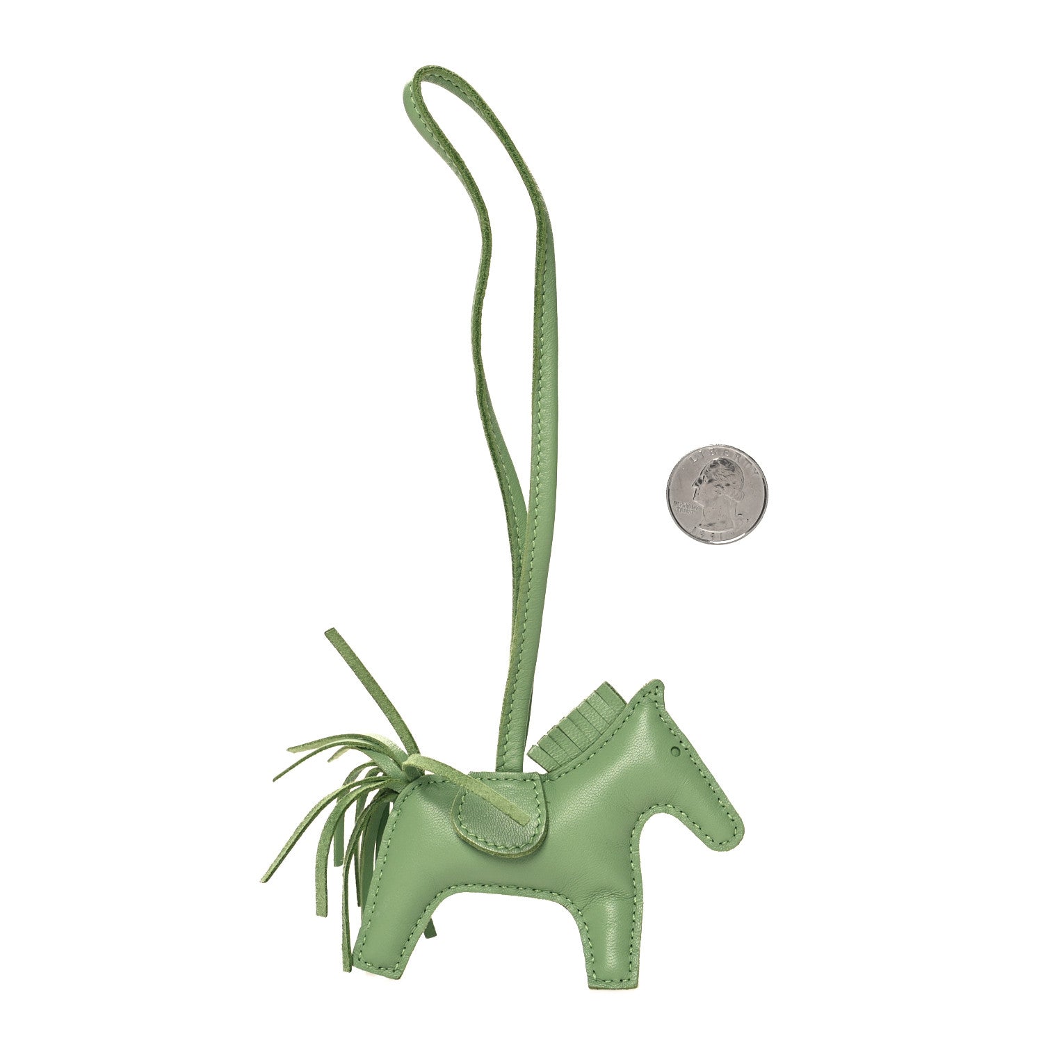 Hermes Milo Lambskin Grigri Rodeo Horse Bag Charm PM Vert Criquet 2 of 3