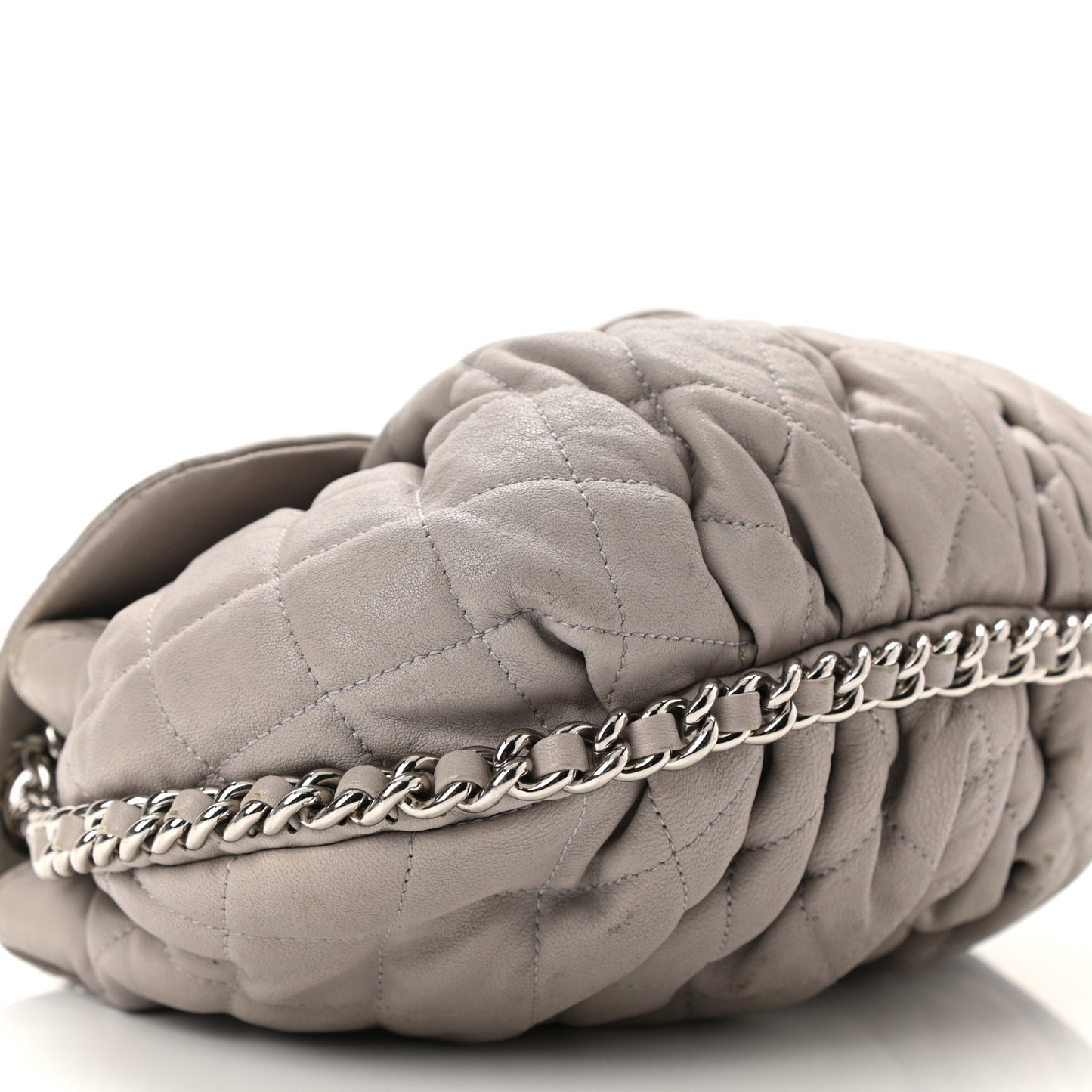 Washed Lambskin Quilted Medium Chain Around Flap Taupe