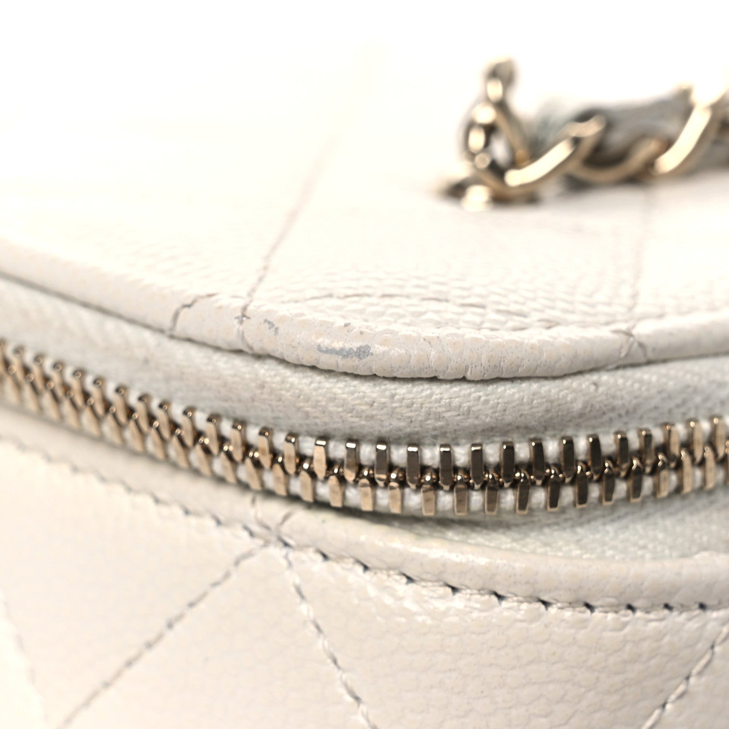 Chanel Caviar Quilted Crystal Hearts Small Vanity Case With Chain White 15 of 15