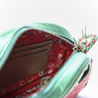 Gucci Laminated Nappa Trapuntata Mini Zumi Dome Shoulder Bag Rosso Jasmine Green Rame 4 of 9