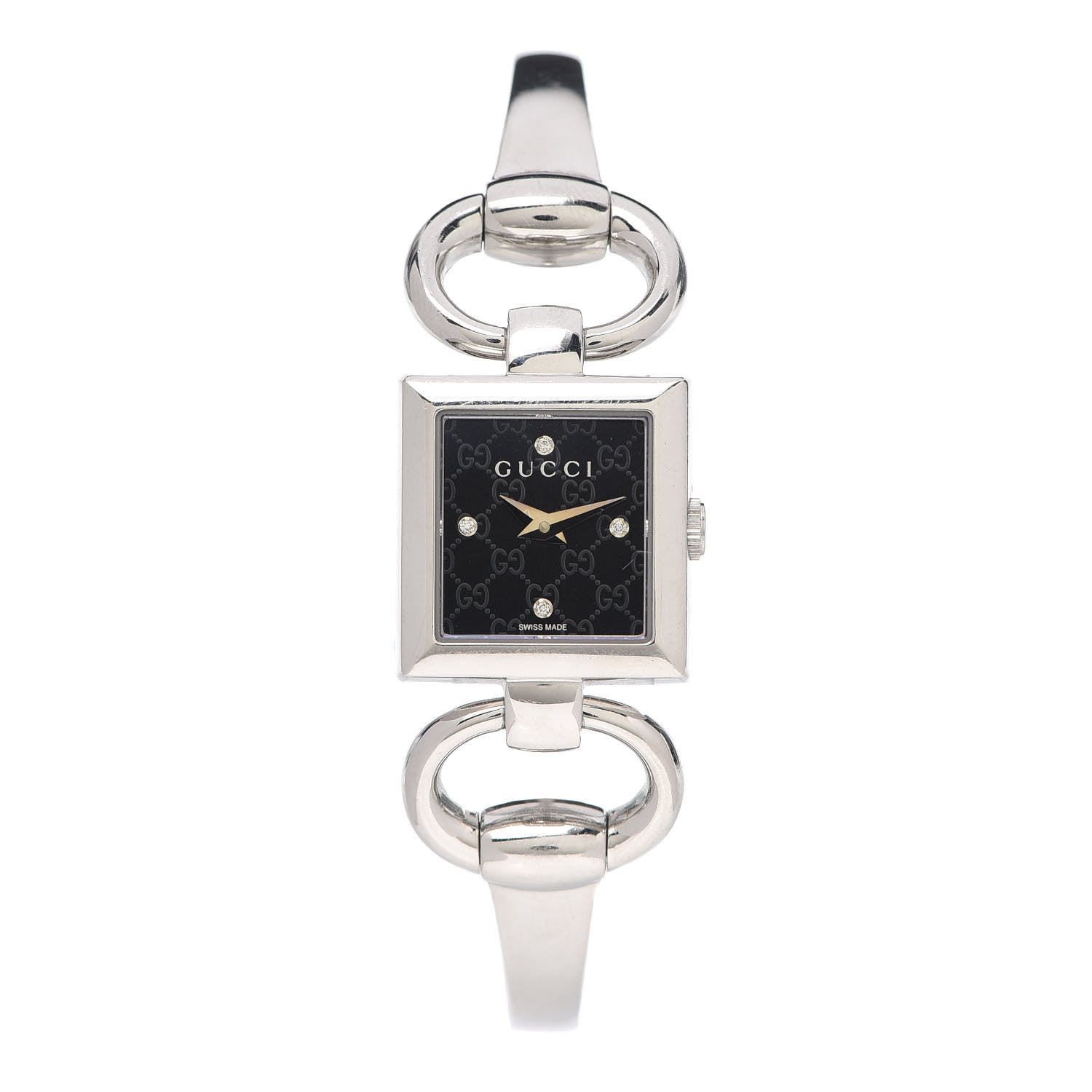 Gucci Stainless Steel Diamond 19mm Tornabuoni Quartz Watch Black 1 of 5