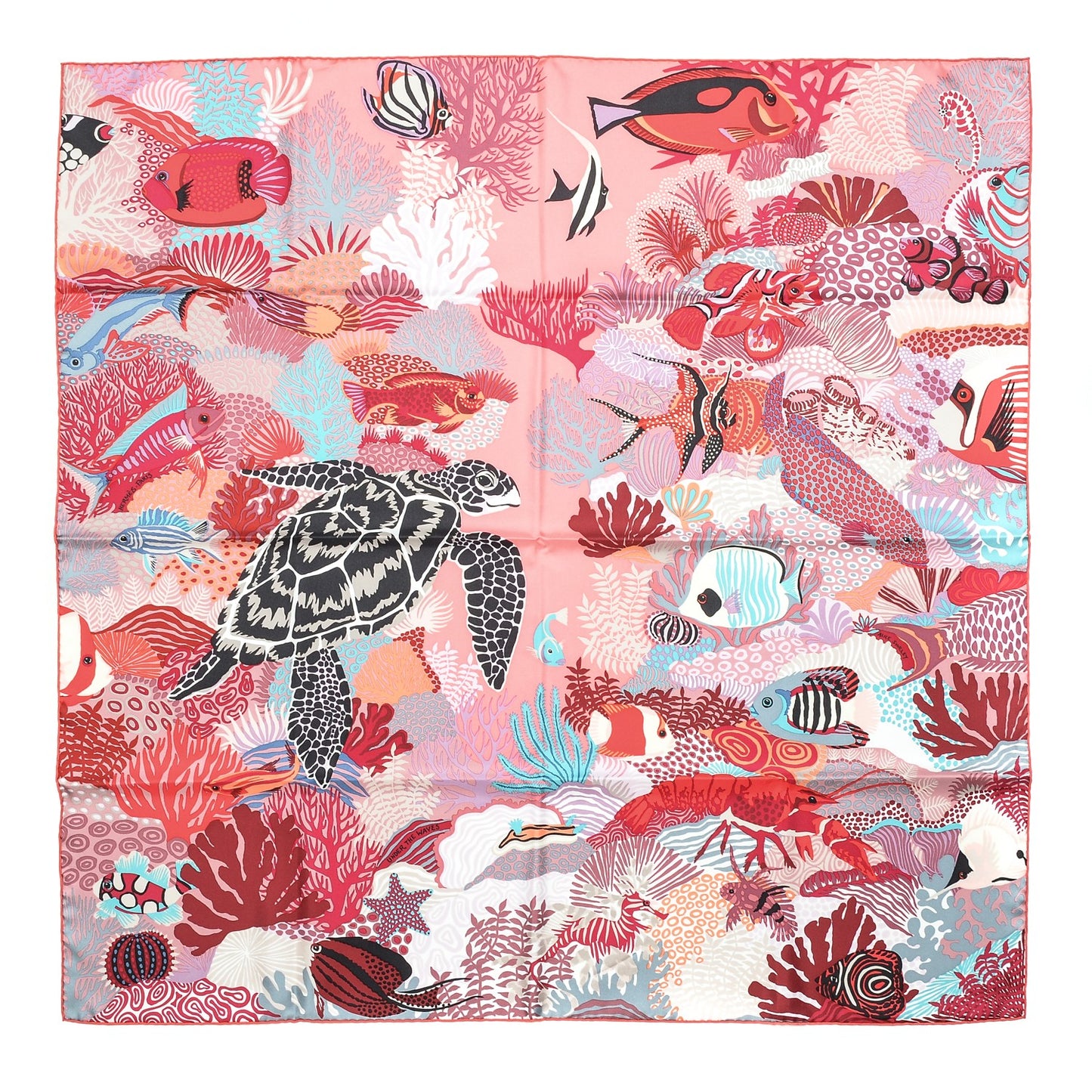 Silk Under The Waves Scarf 90 Rose Rouge Violine