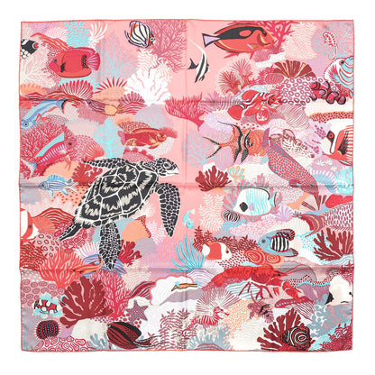 Hermes Silk Under The Waves Scarf 90 Rose Rouge Violine 1 of 7