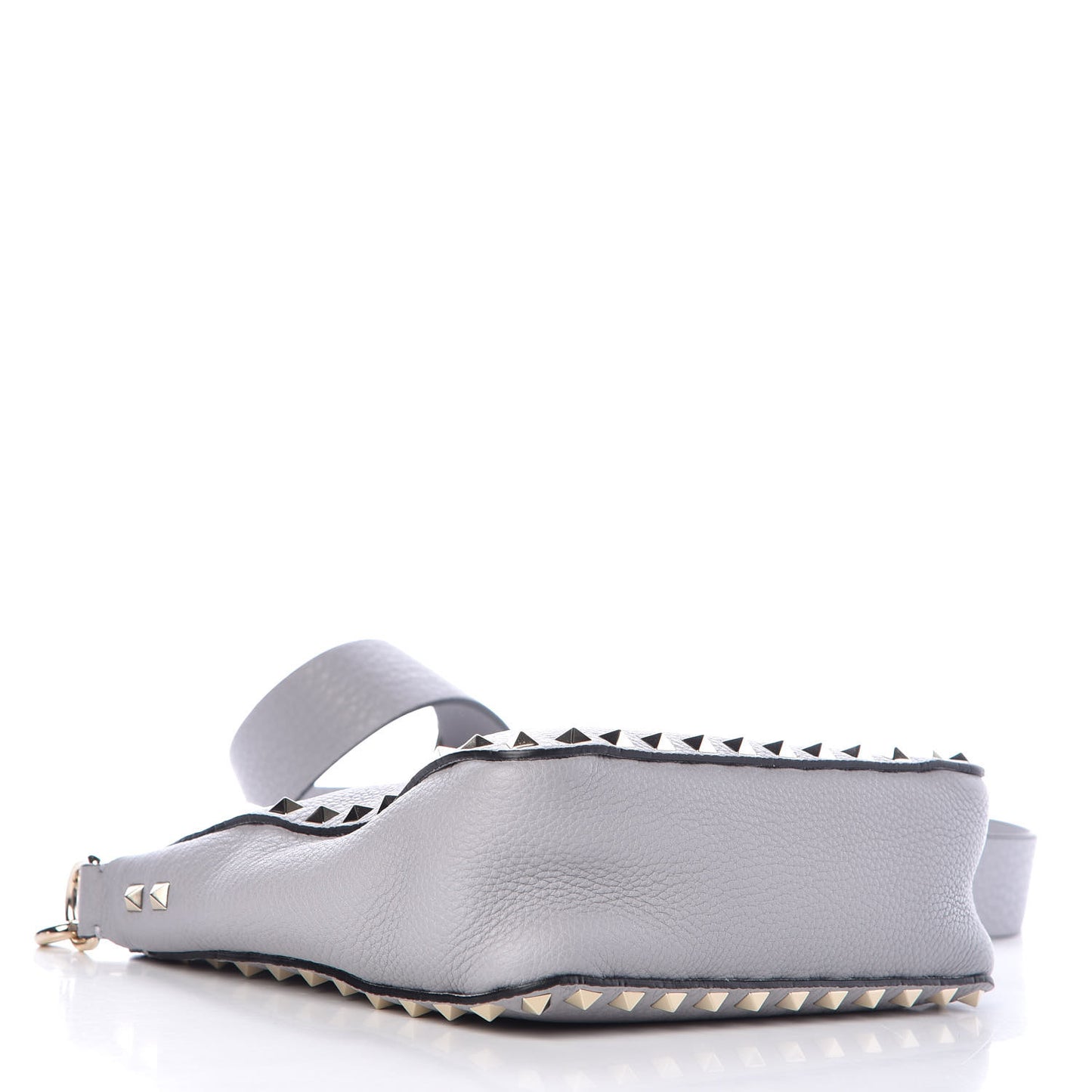 Pebbled Calfskin Small Rockstud Flip-Lock Messenger Bag Stone