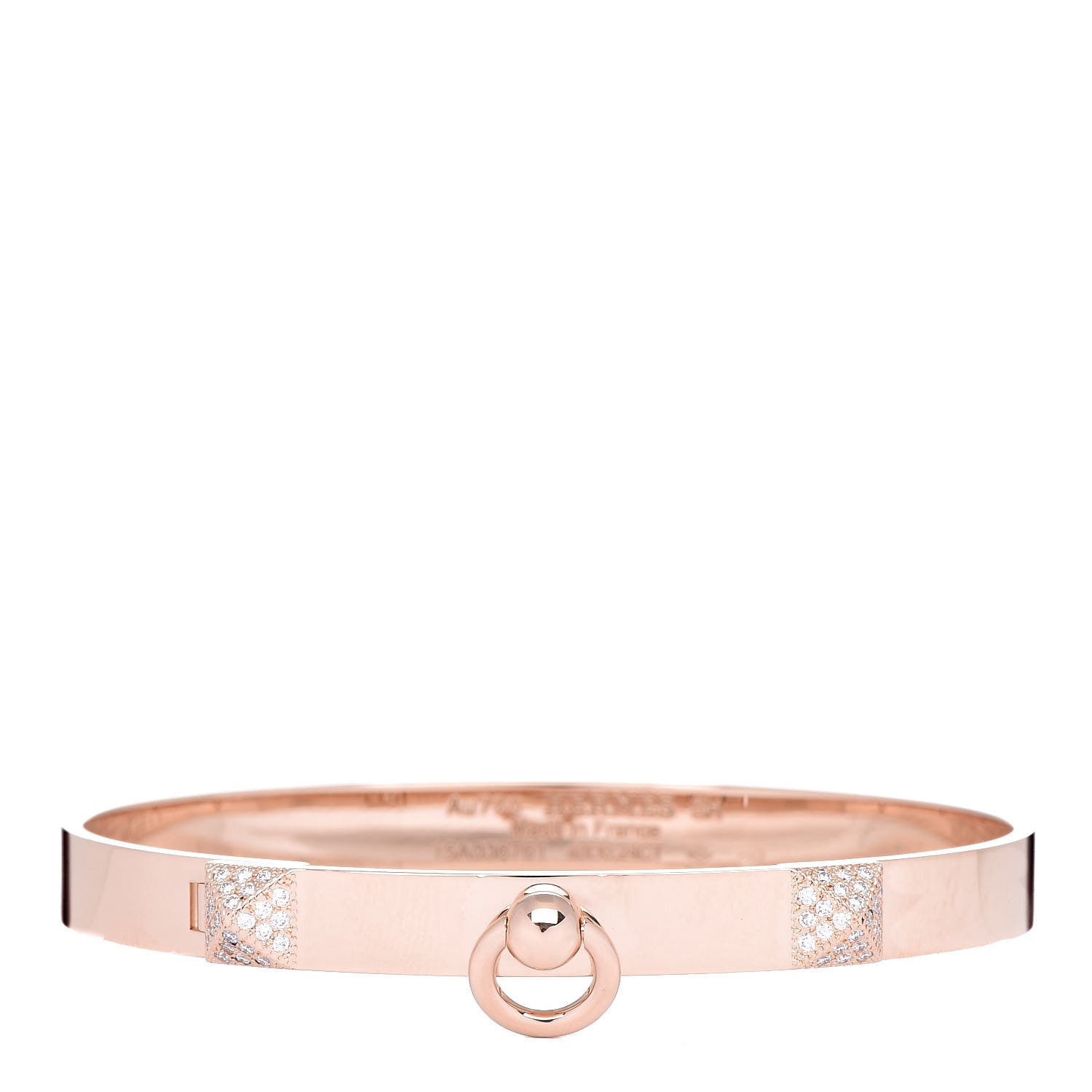 Hermes 18K Rose Gold Diamond PM Collier De Chien Bracelet SH 1 of 5