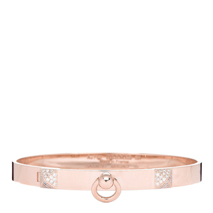 Hermes 18K Rose Gold Diamond PM Collier De Chien Bracelet SH 1 of 5