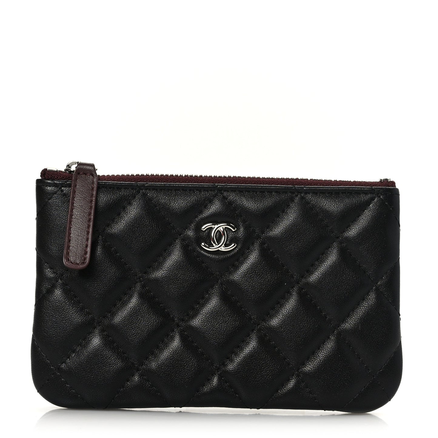 Lambskin Quilted Small Cosmetic Case Black