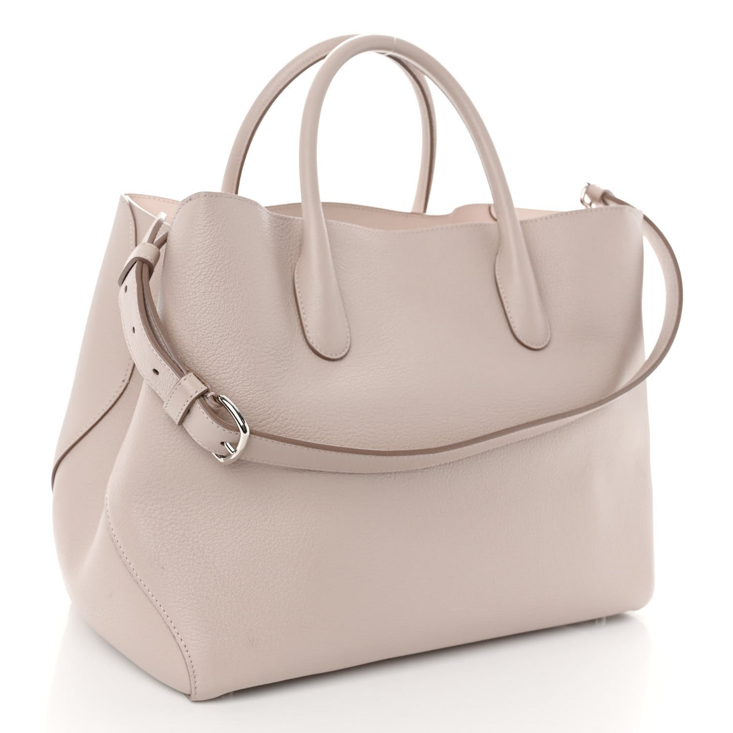 Supple Grained Calfskin Large Open Bar Tote Rose Poudre