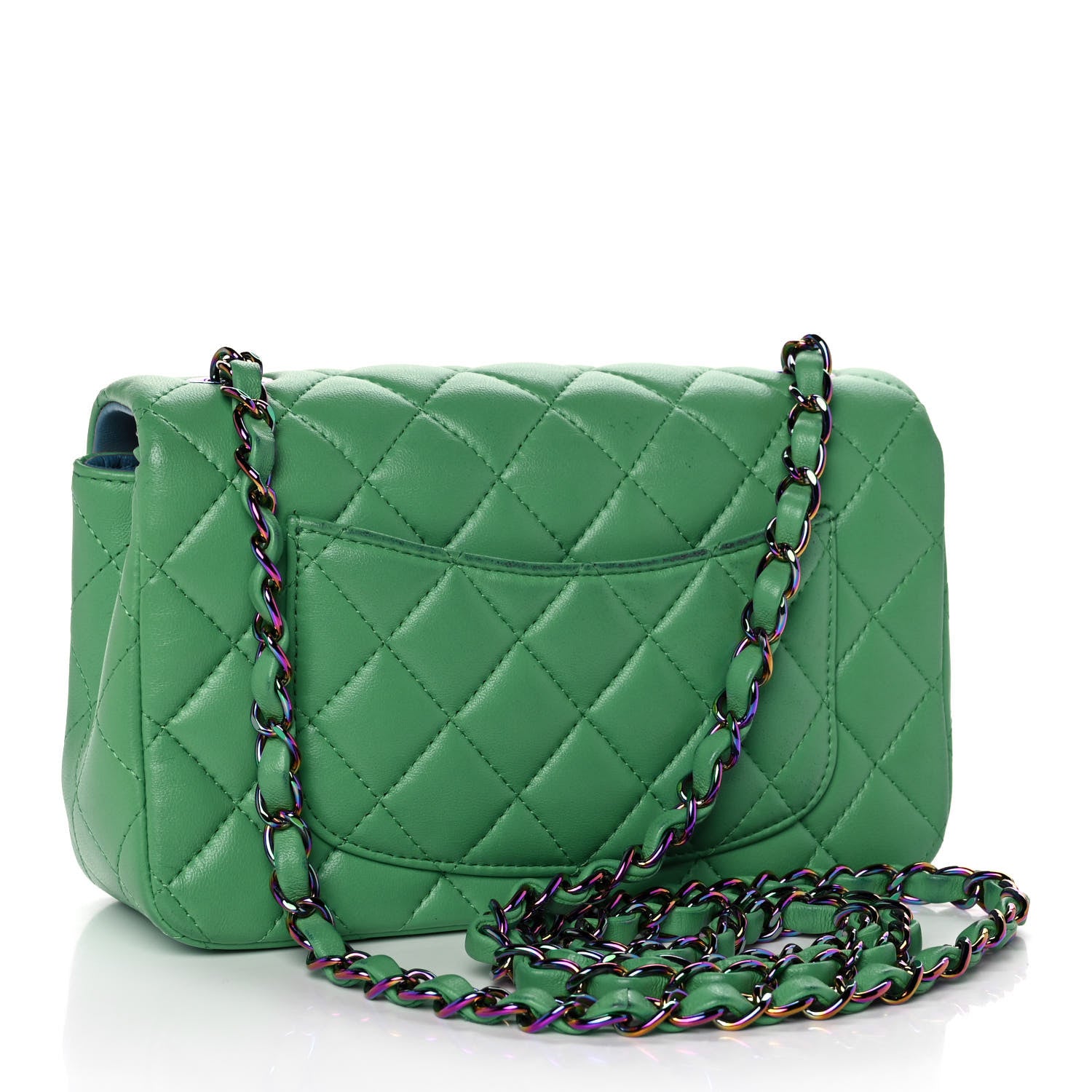 Chanel Lambskin Quilted Mini Rectangular Flap Green Blue 3 of 11