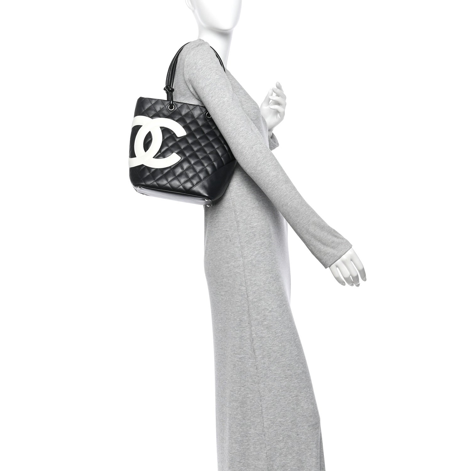 Chanel Calfskin Quilted Medium Cambon Tote Black White 2 of 13