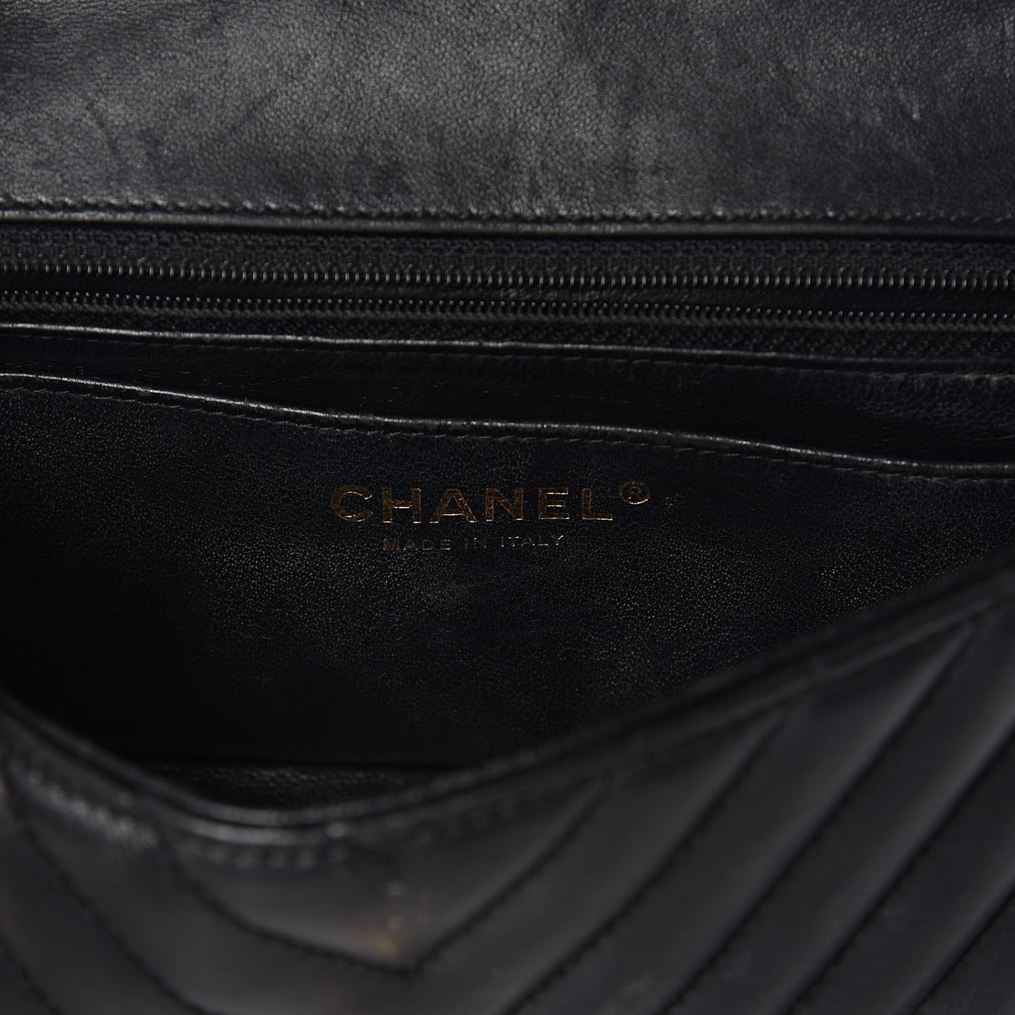 Lambskin Chevron Quilted Mini Rectangular Flap Black