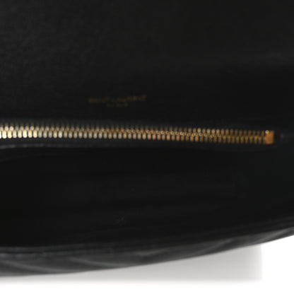 Saint Laurent Sheepskin Matelasse Chevron Monogram Medium College Bag Black 5 of 10