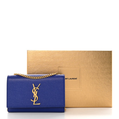 Saint Laurent Grain De Poudre Small Classic Monogram Kate Satchel Royal Blue 10 of 10