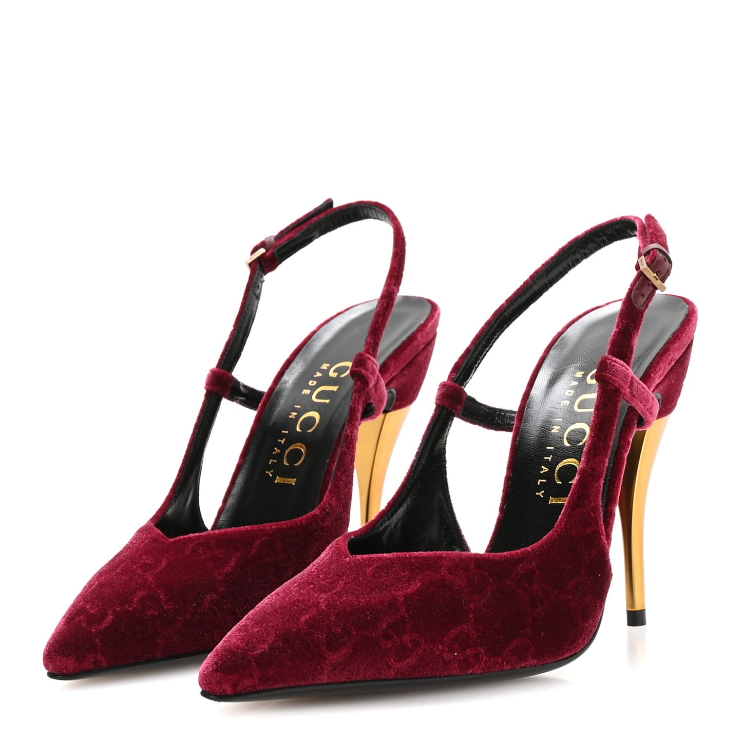 Velvet GG Monogram Slingback 115mm Pumps 38.5 Red Grape