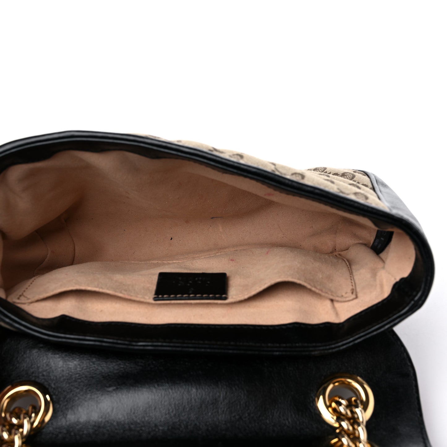 Monogram Matelasse Diagonal Mini GG Marmont Shoulder Bag Beige Black