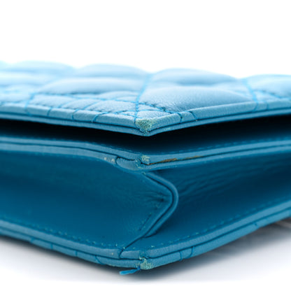 Christian Dior Lambskin Cannage Lady Dior Convertible Clutch Blue 10 of 13