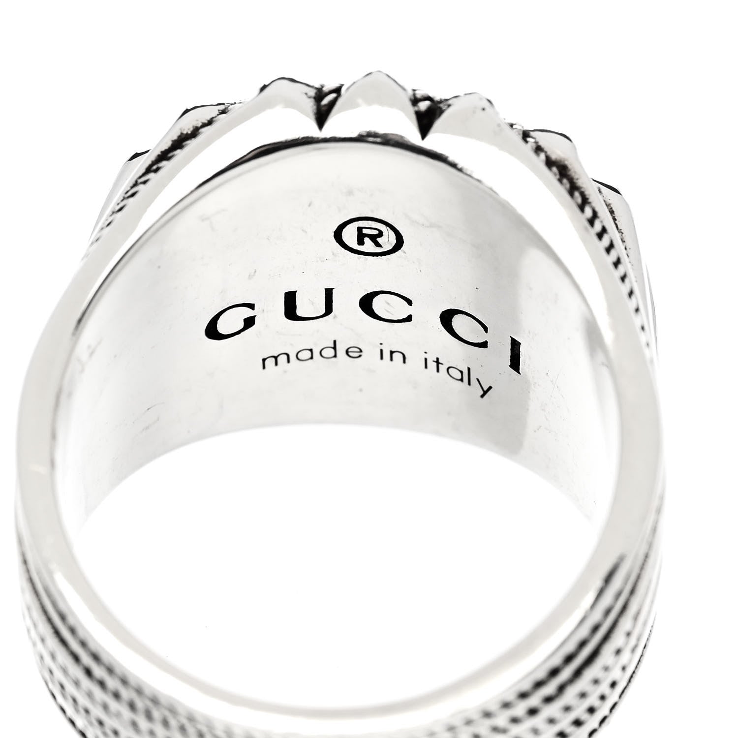 Gucci Sterling Silver Resin Interlocking GG Flower Ring 61 9.75 Turquoise 5 of 7