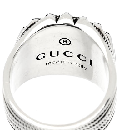 Gucci Sterling Silver Resin Interlocking GG Flower Ring 61 9.75 Turquoise 5 of 7