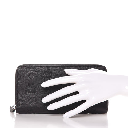 MCM Calfskin Ottomar Monogram Klara Zip Wallet Black 2 of 9