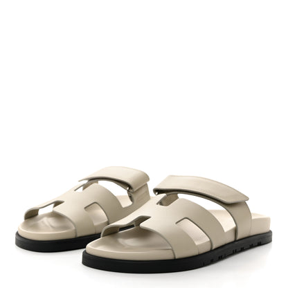Hermes Calfskin Womens Chypre Sandals 39 Beige Mastic 3 of 9