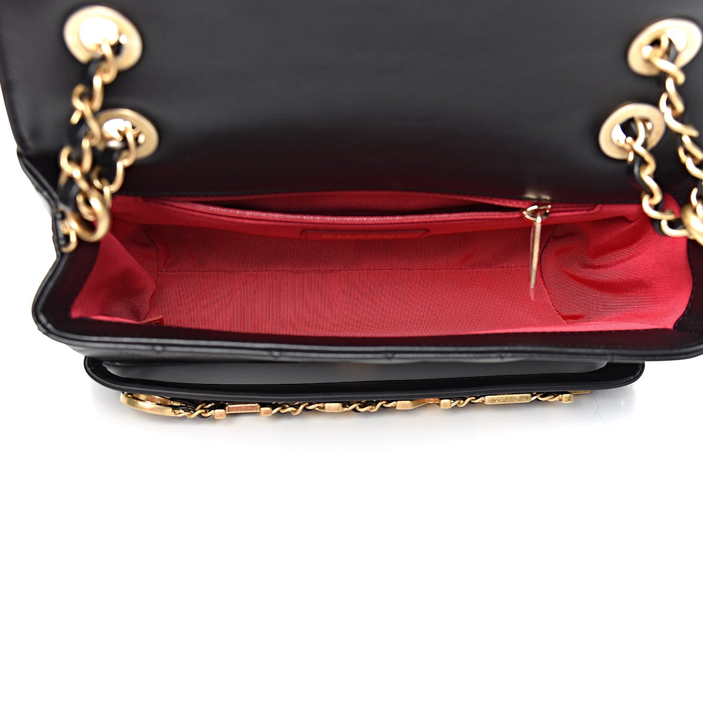 Calfskin Quilted Enchained Flap Black