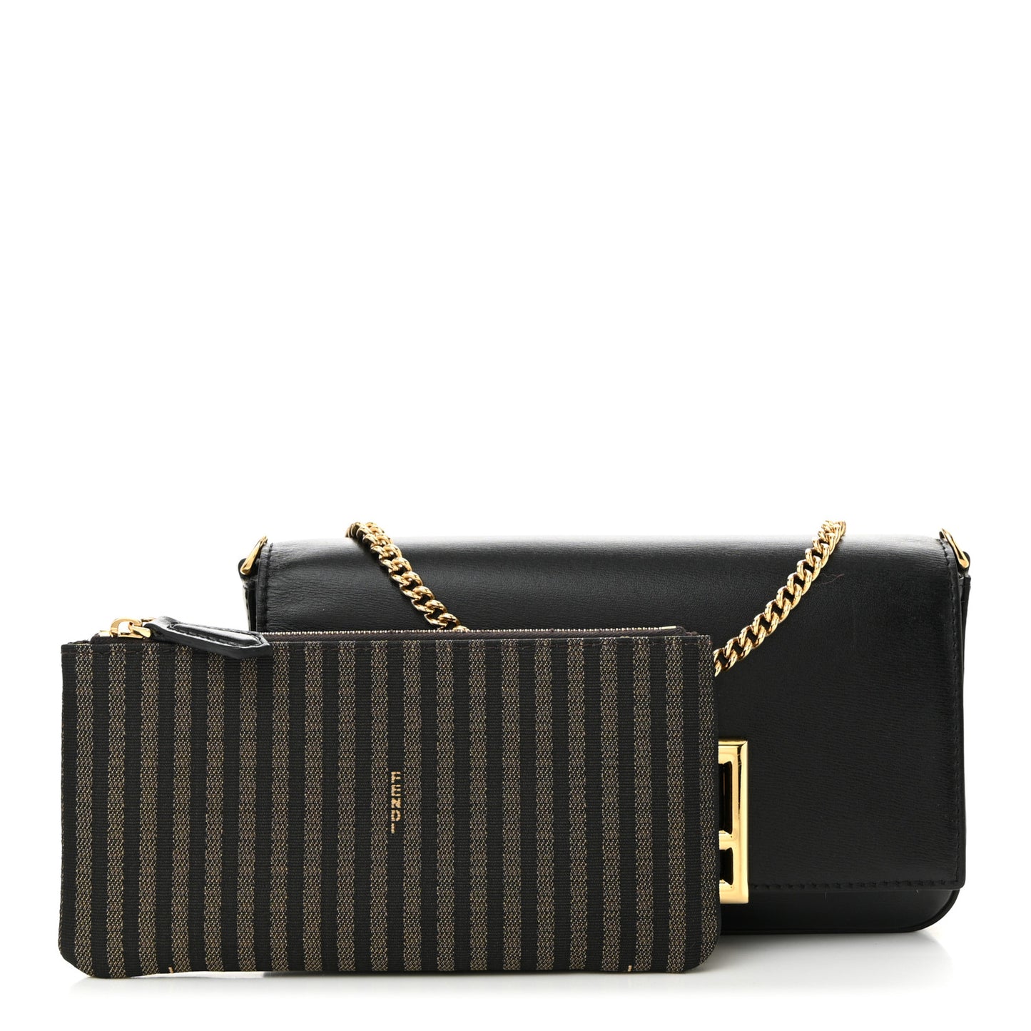 Vitello Palmellato Wallet on Chain with Pouches Black