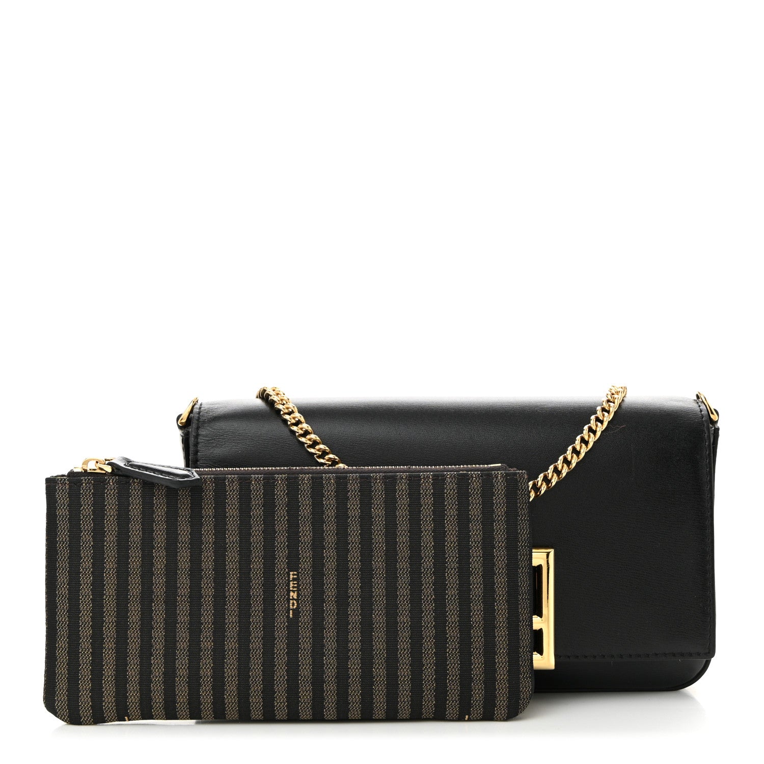 Fendi Vitello Palmellato Wallet on Chain with Pouches Black 3 of 12