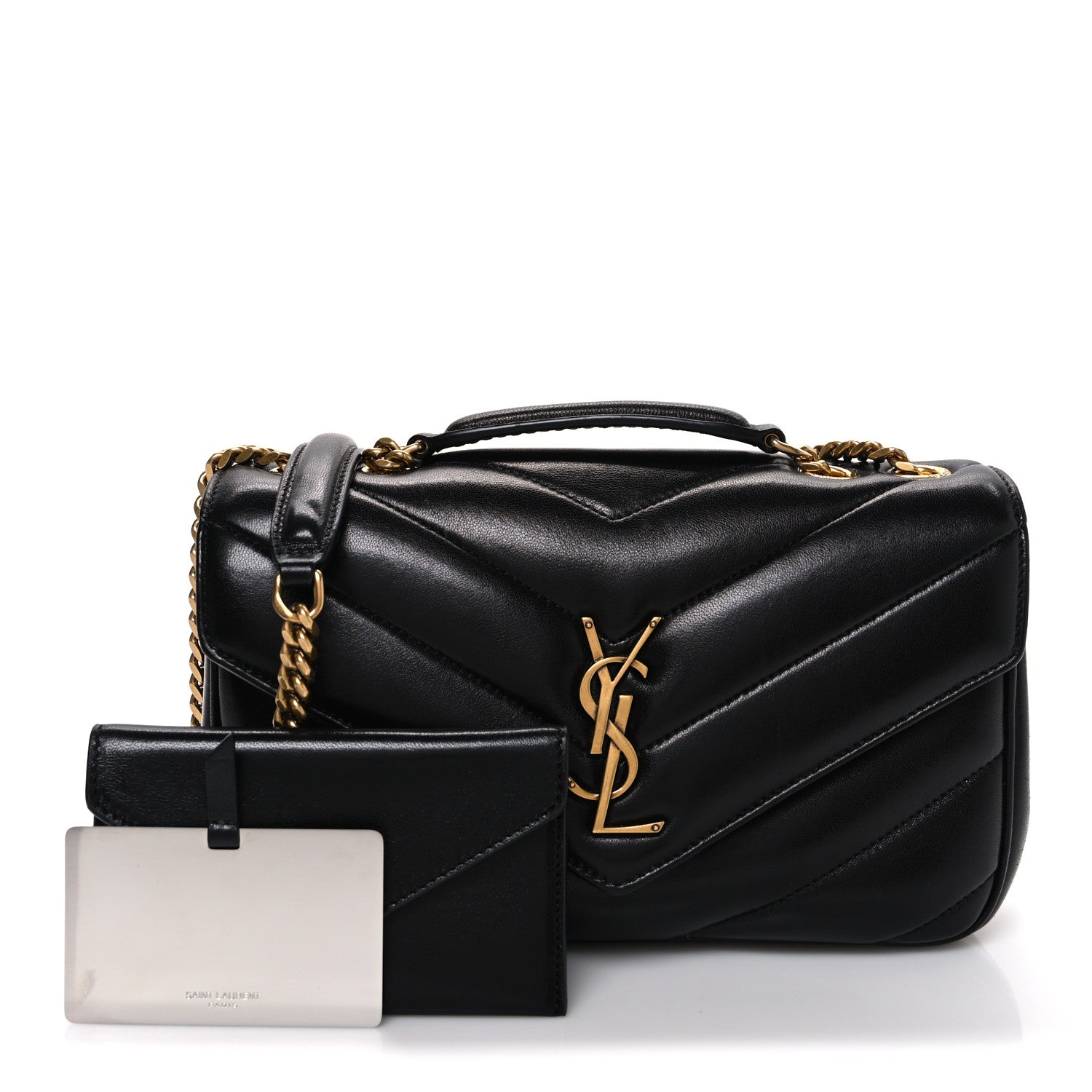 Saint Laurent Lambskin Chevron Quilted Small Loulou Black 3 of 11