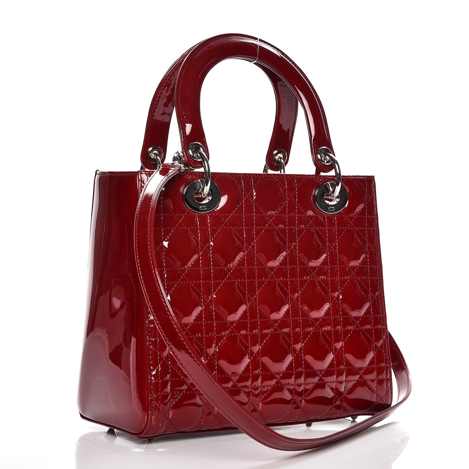 Christian Dior Patent Cannage Medium Lady Dior Red 4 of 10