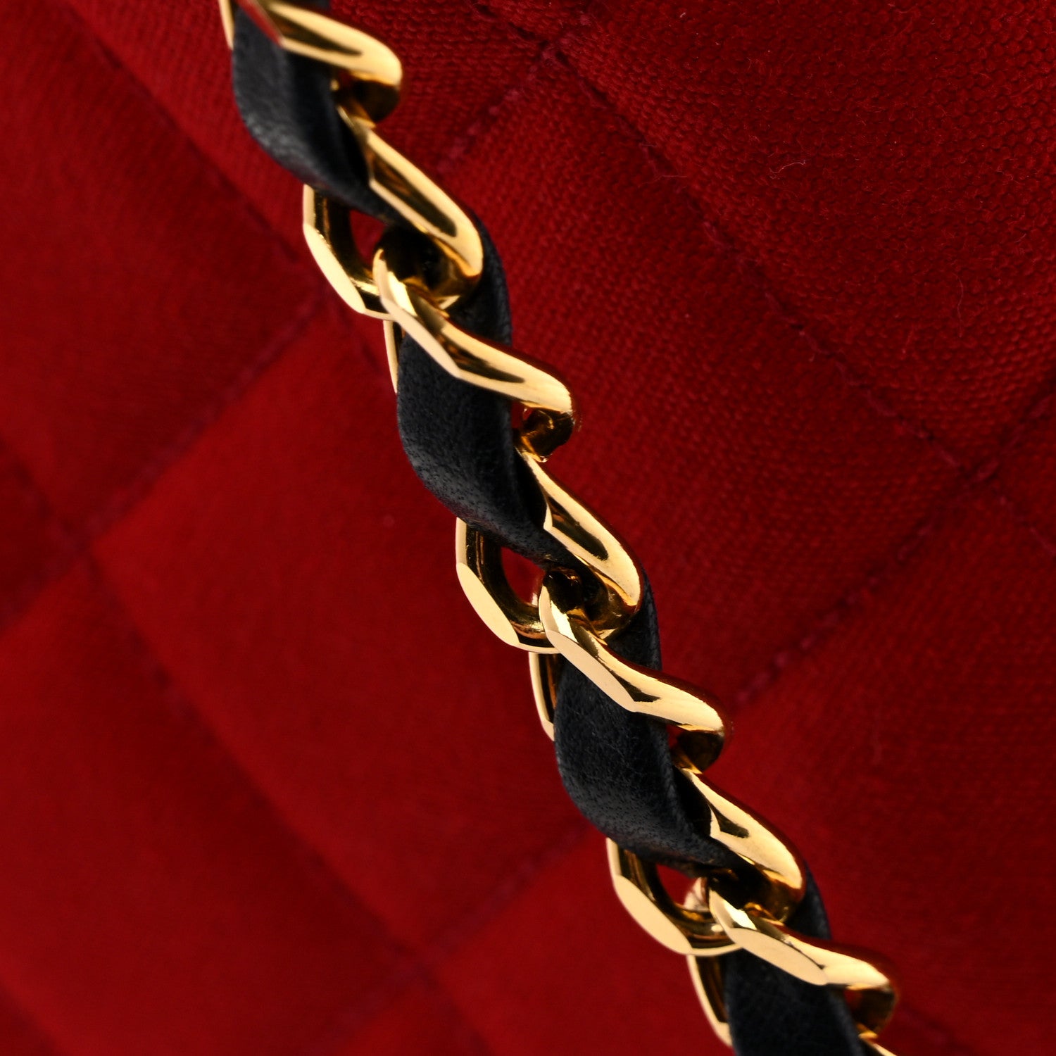 Chanel Canvas Lambskin Quilted CC Drawstring Shoulder Bag Red Navy 13 of 13
