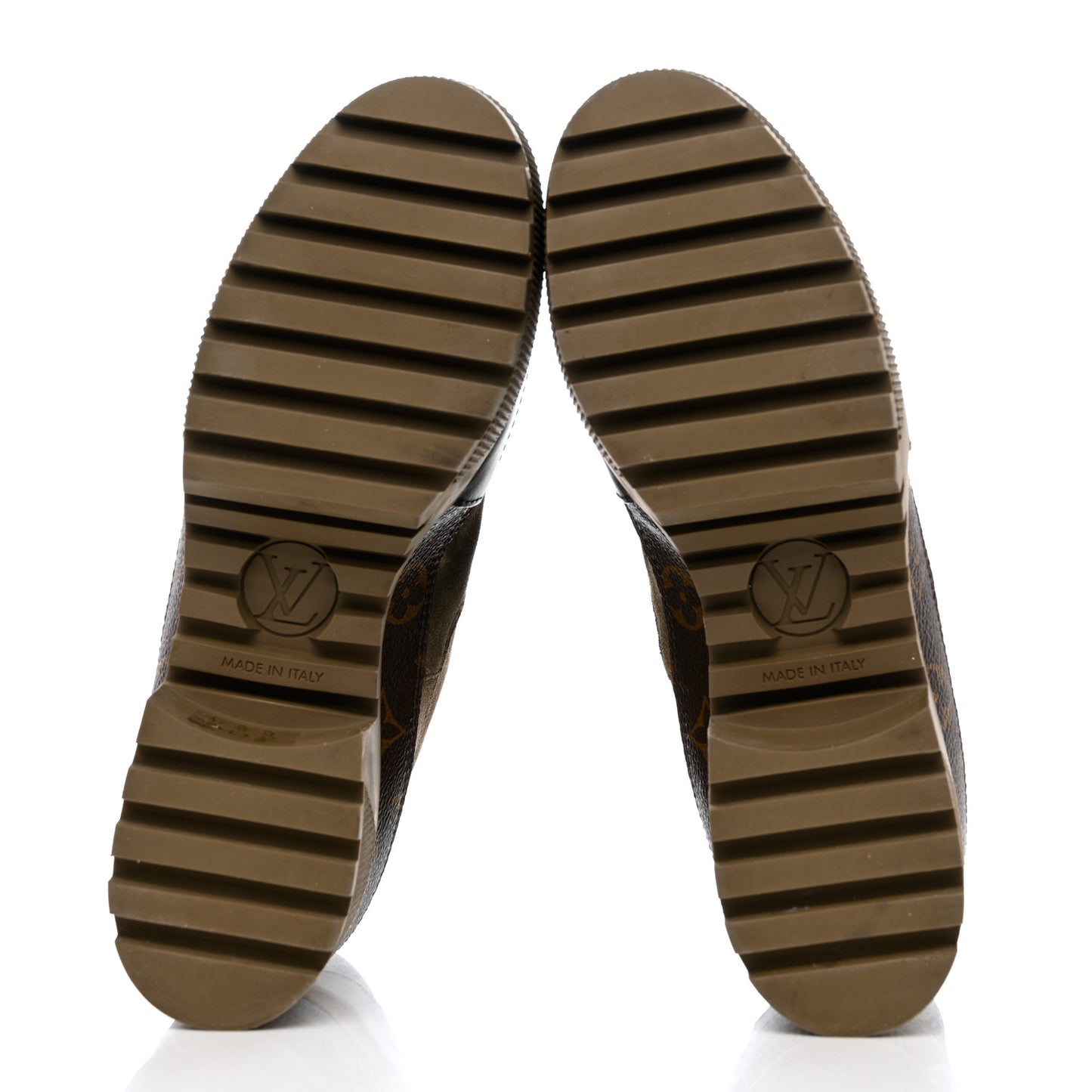 Suede Calfskin Monogram Laureate Platform Desert Boots 40 Taupe