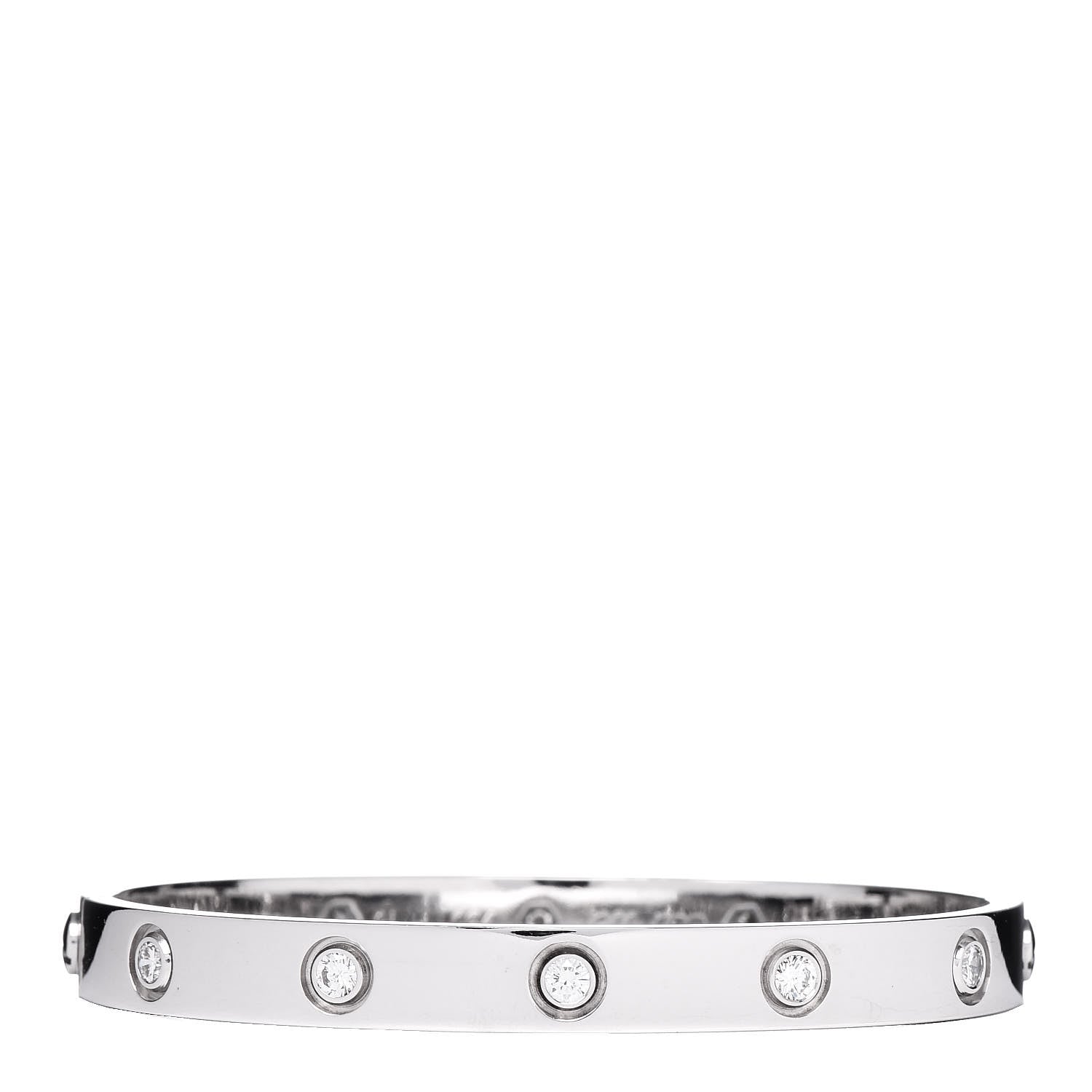 Cartier 18K White Gold 10 Diamond LOVE Bracelet 16 3 of 5