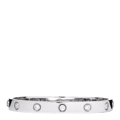Cartier 18K White Gold 10 Diamond LOVE Bracelet 16 3 of 5