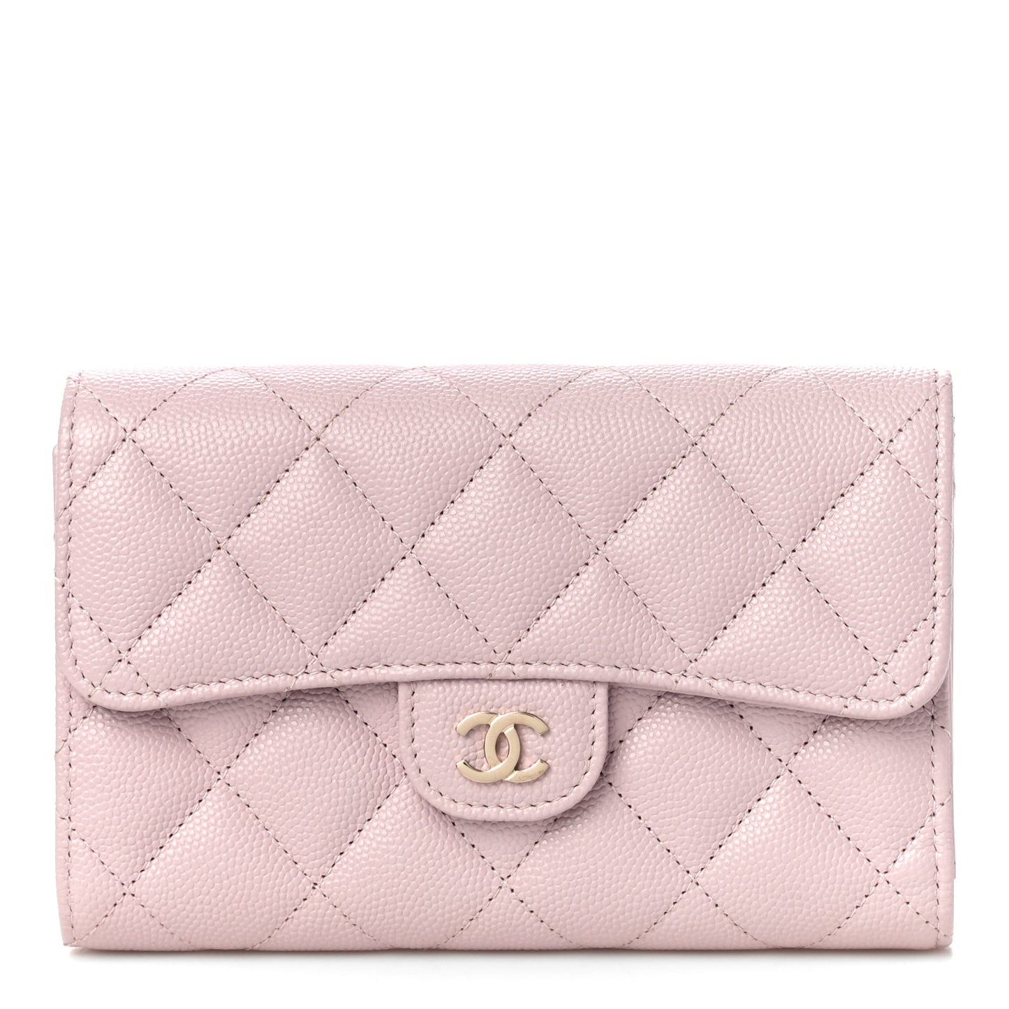 Caviar Quilted Medium Flap Wallet Light Pink
