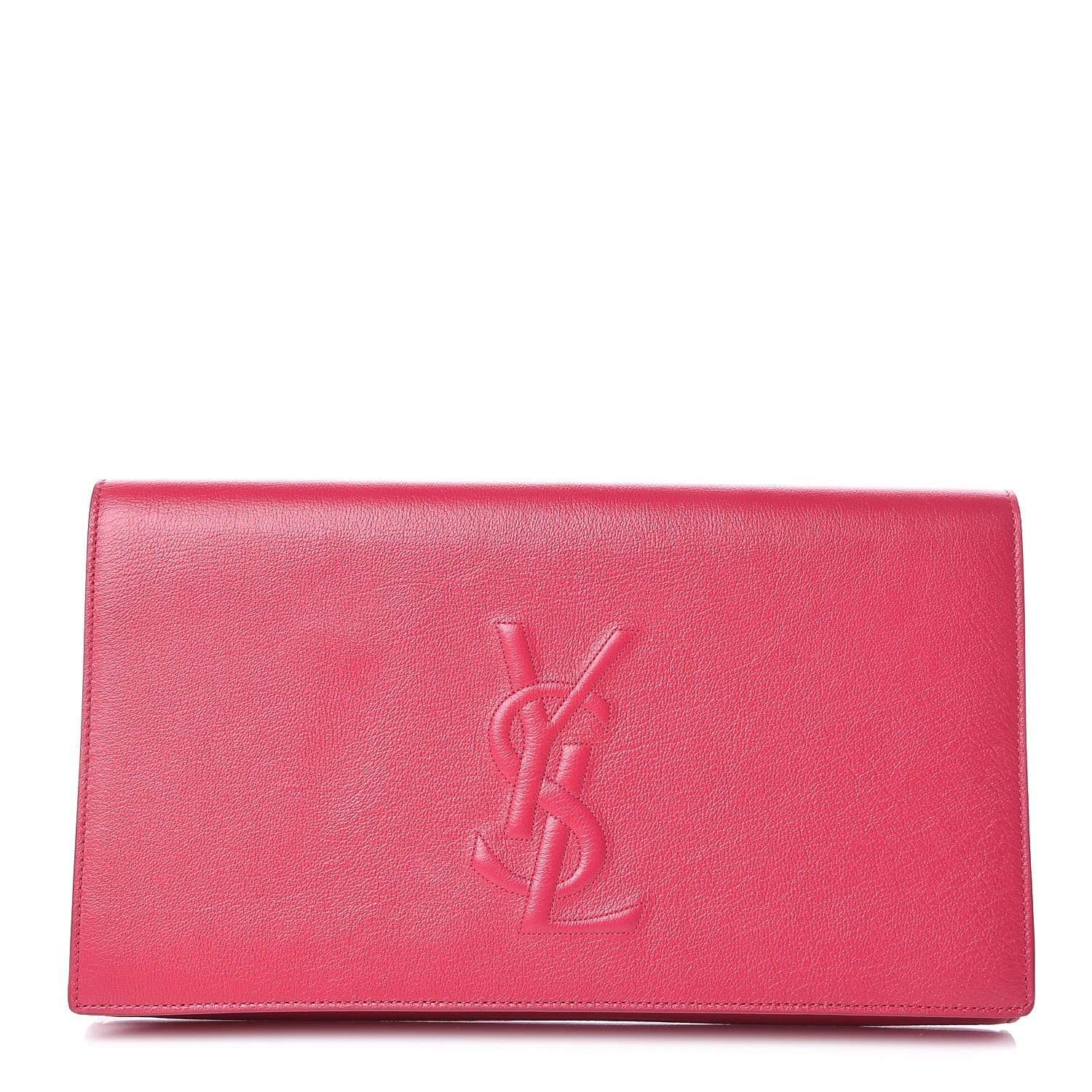 Saint Laurent Goatskin Monogram Large Belle De Jour Clutch Lipstick Fuchsia 1 of 9