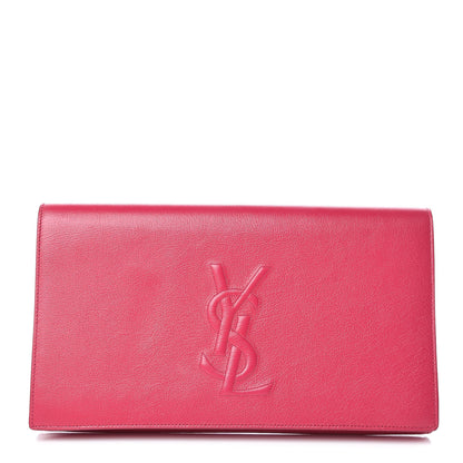 Saint Laurent Goatskin Monogram Large Belle De Jour Clutch Lipstick Fuchsia 1 of 9