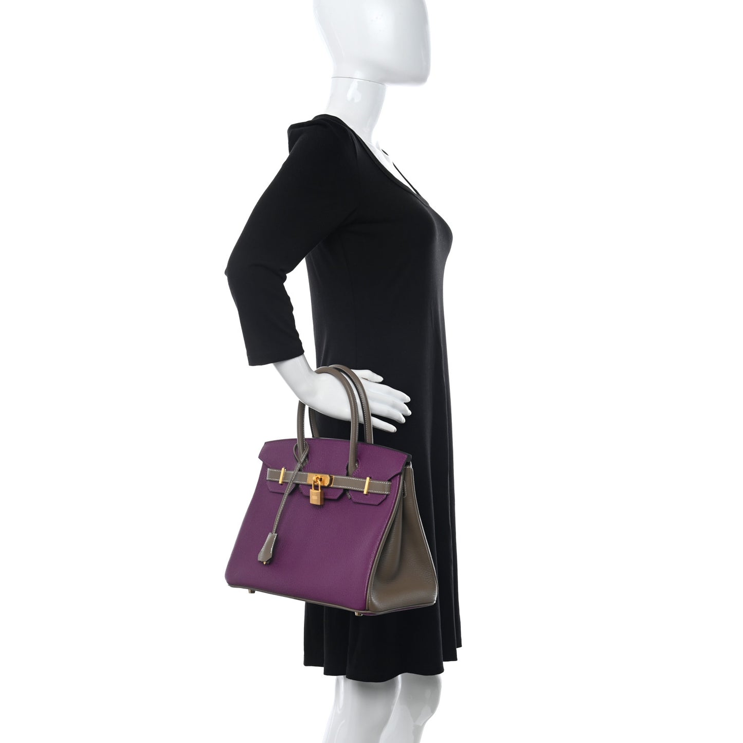 Chevre Mysore Bi-Color Horseshoe Birkin 30 Anemone Etoupe