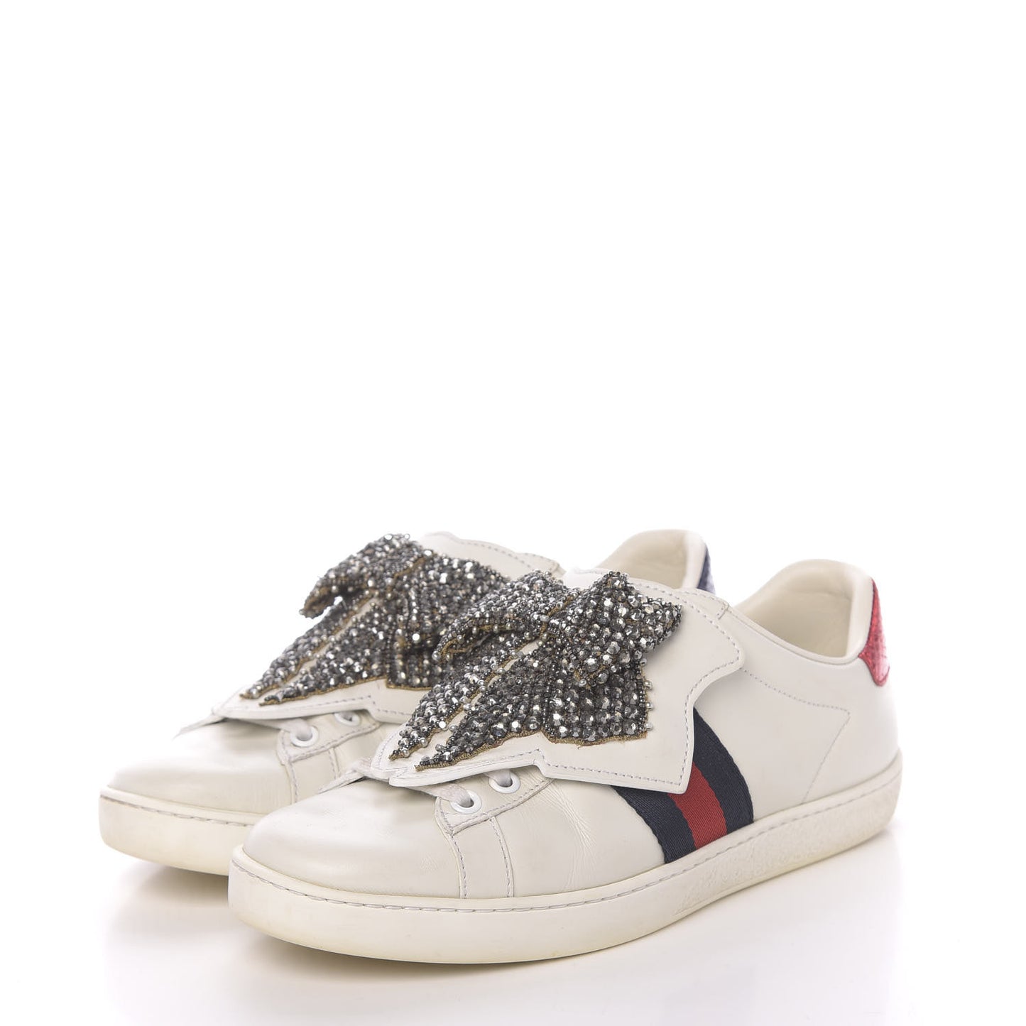 Calfskin Ayers Web Womens Ace Bow Lace Sneakers 37 White