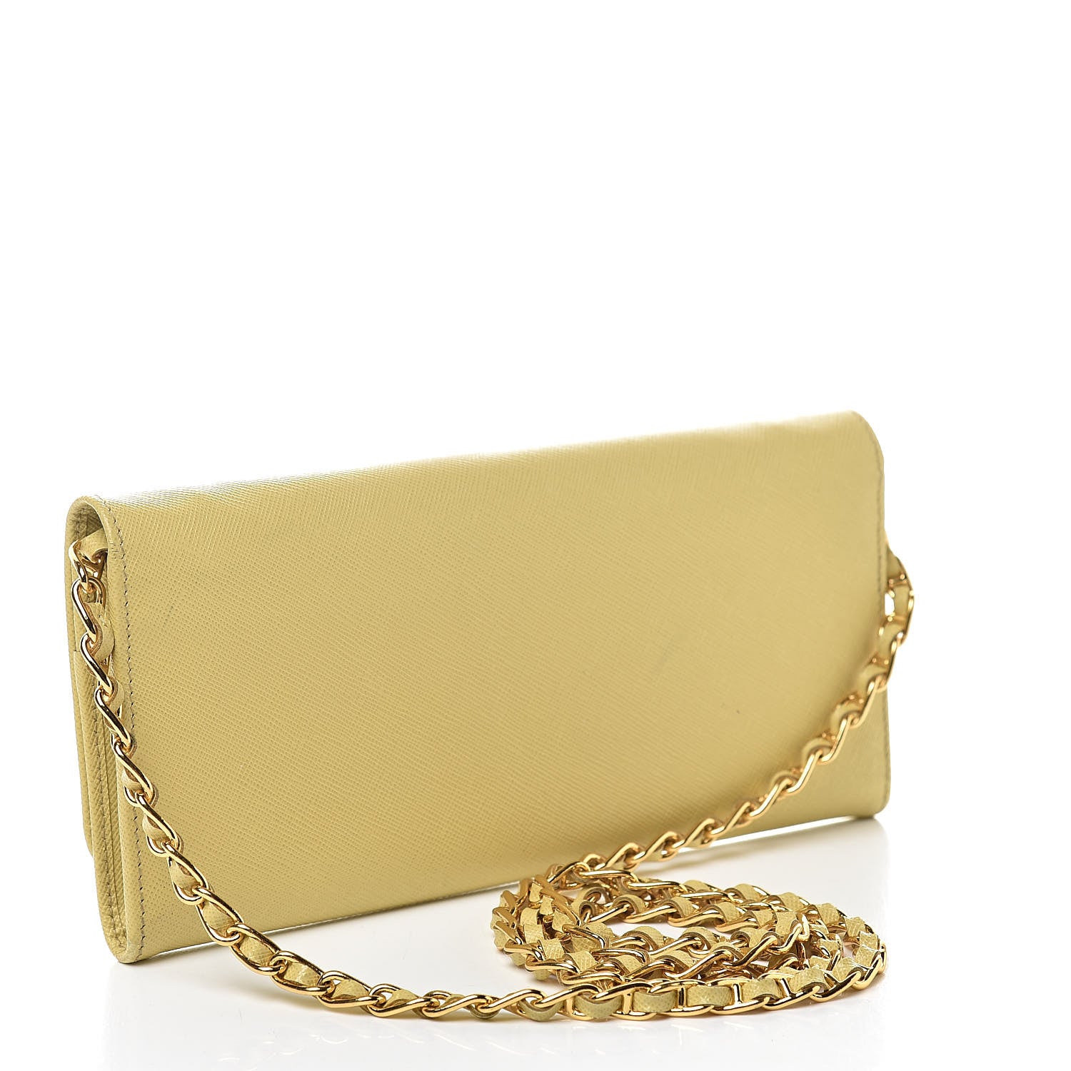 Prada Saffiano Metal Oro Chain Wallet Polline 3 of 12