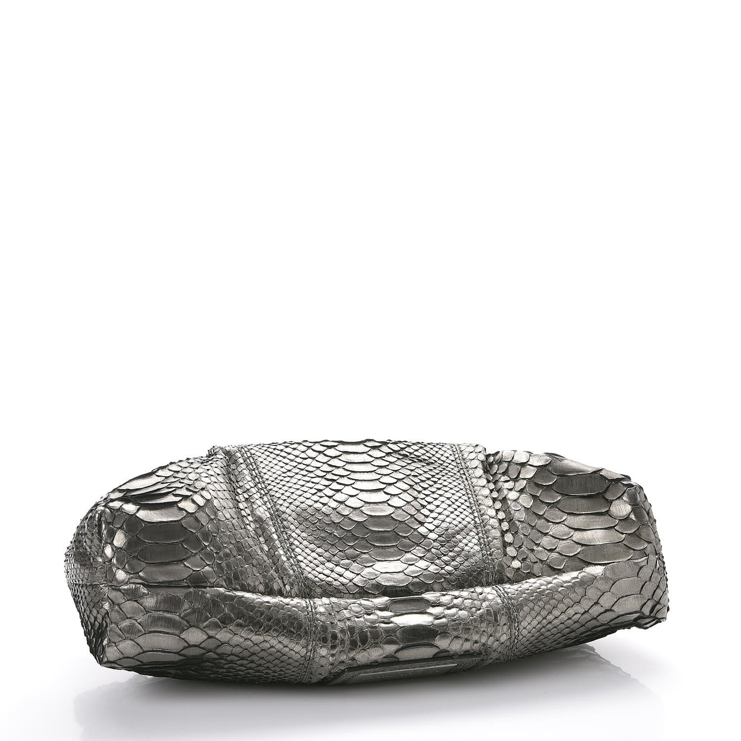 Valentino Garavani Metallic Python Crystal Pleated Clutch Dark Silver 4 of 8