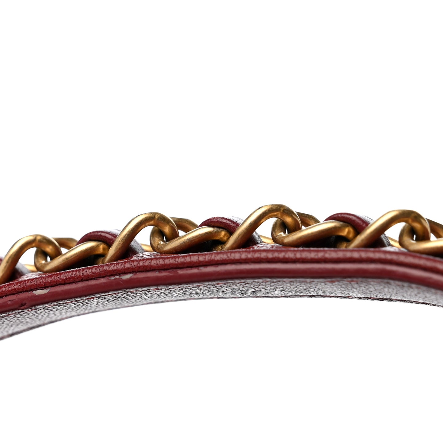 Lambskin Quilted Chain Infinity Top Handle Flap Burgundy