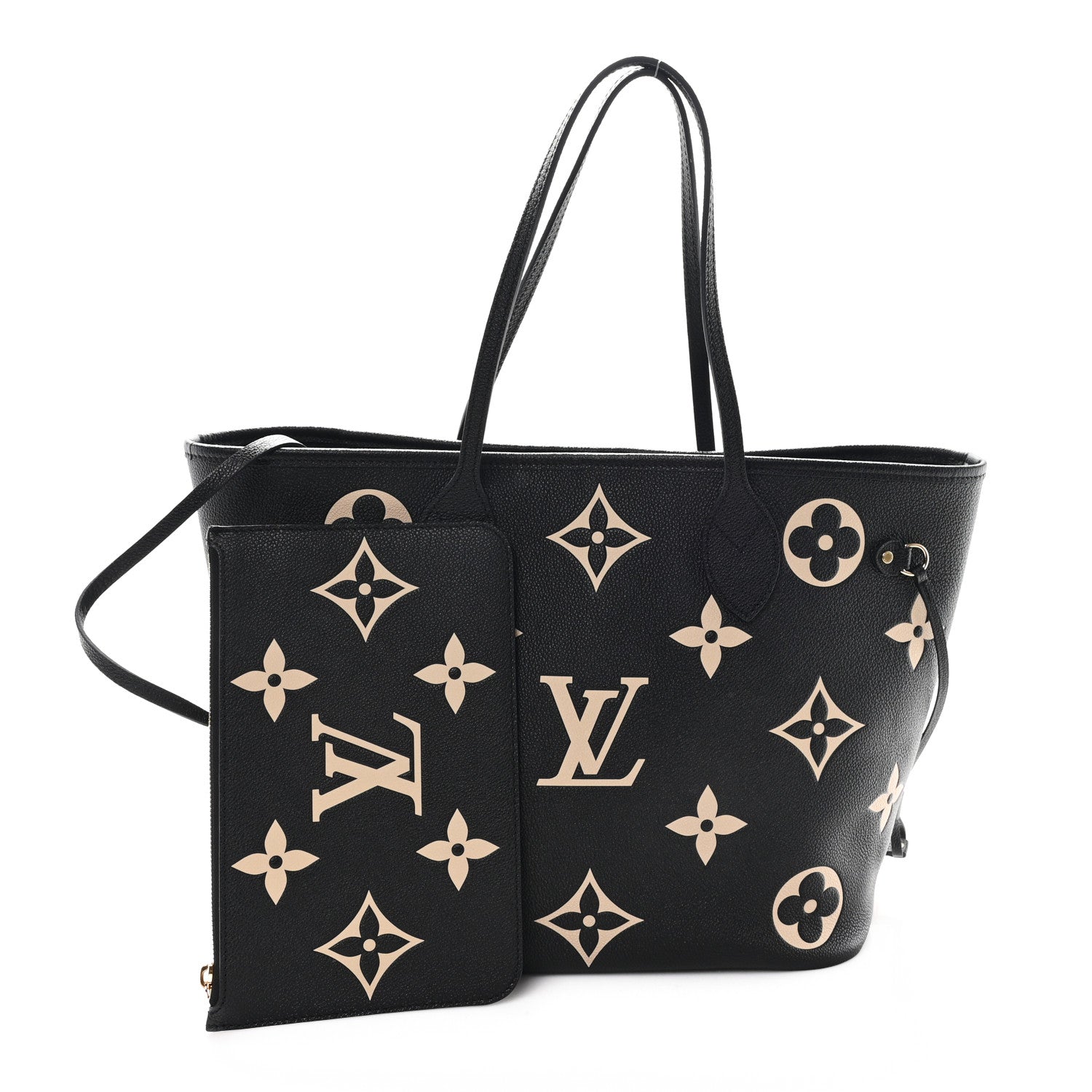 Louis Vuitton ブラック トートバッグ Louis Vuitton Empreinte Monogram Giant Neverfull MM Black Beige