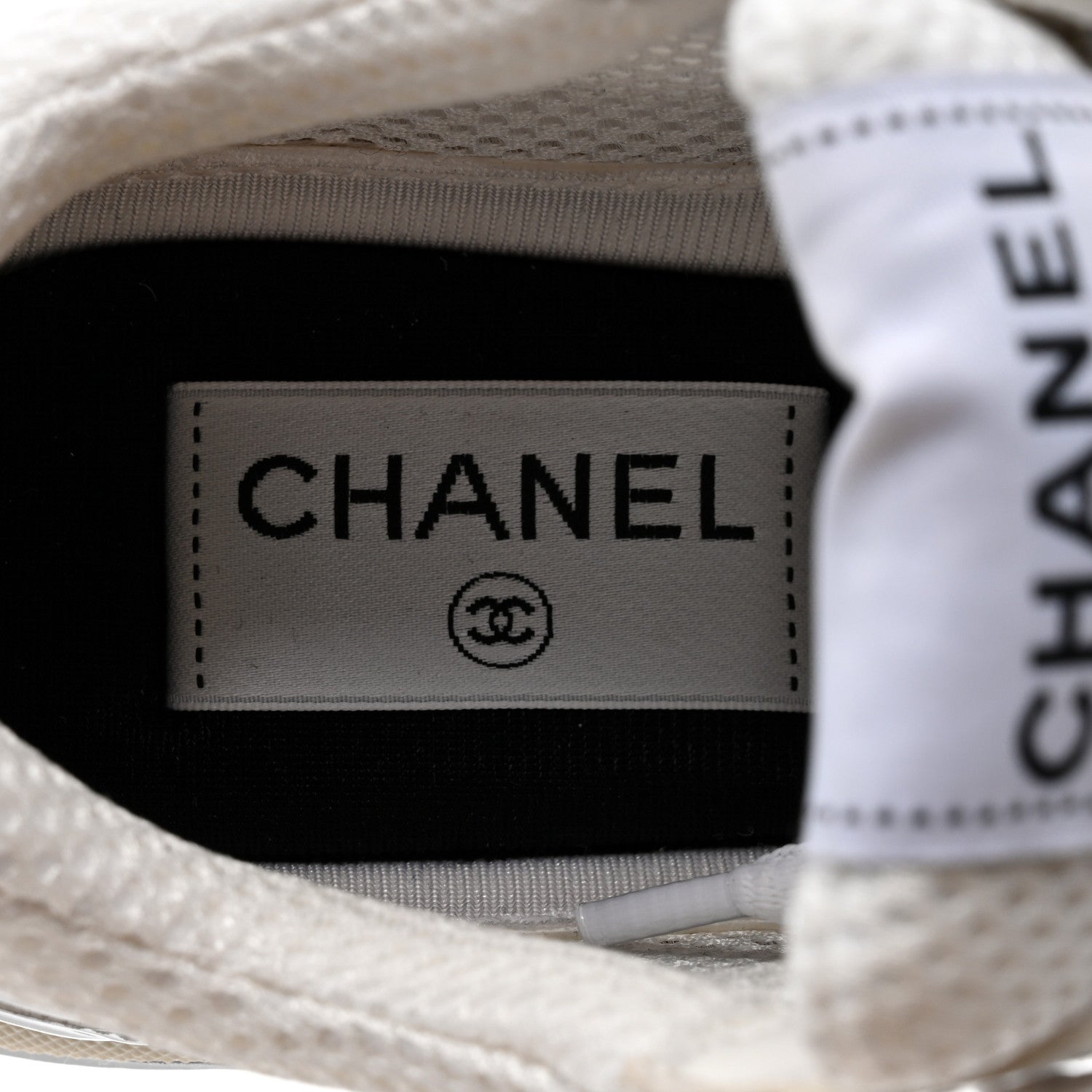 Chanel Fabric Laminated Calfskin Stretch CC Womens Sneakers 35 White Silver 8 of 8
