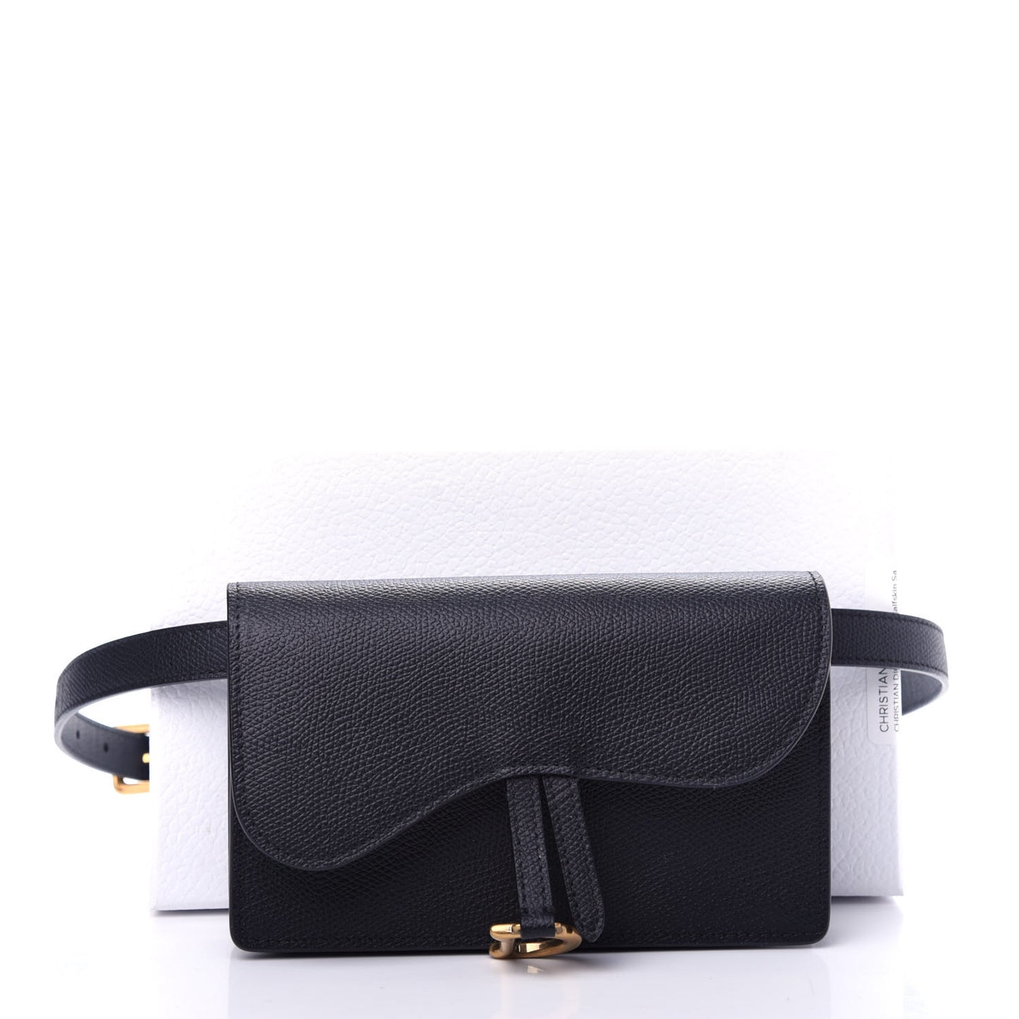 Grained Calfskin Saddle Belt Bag Black