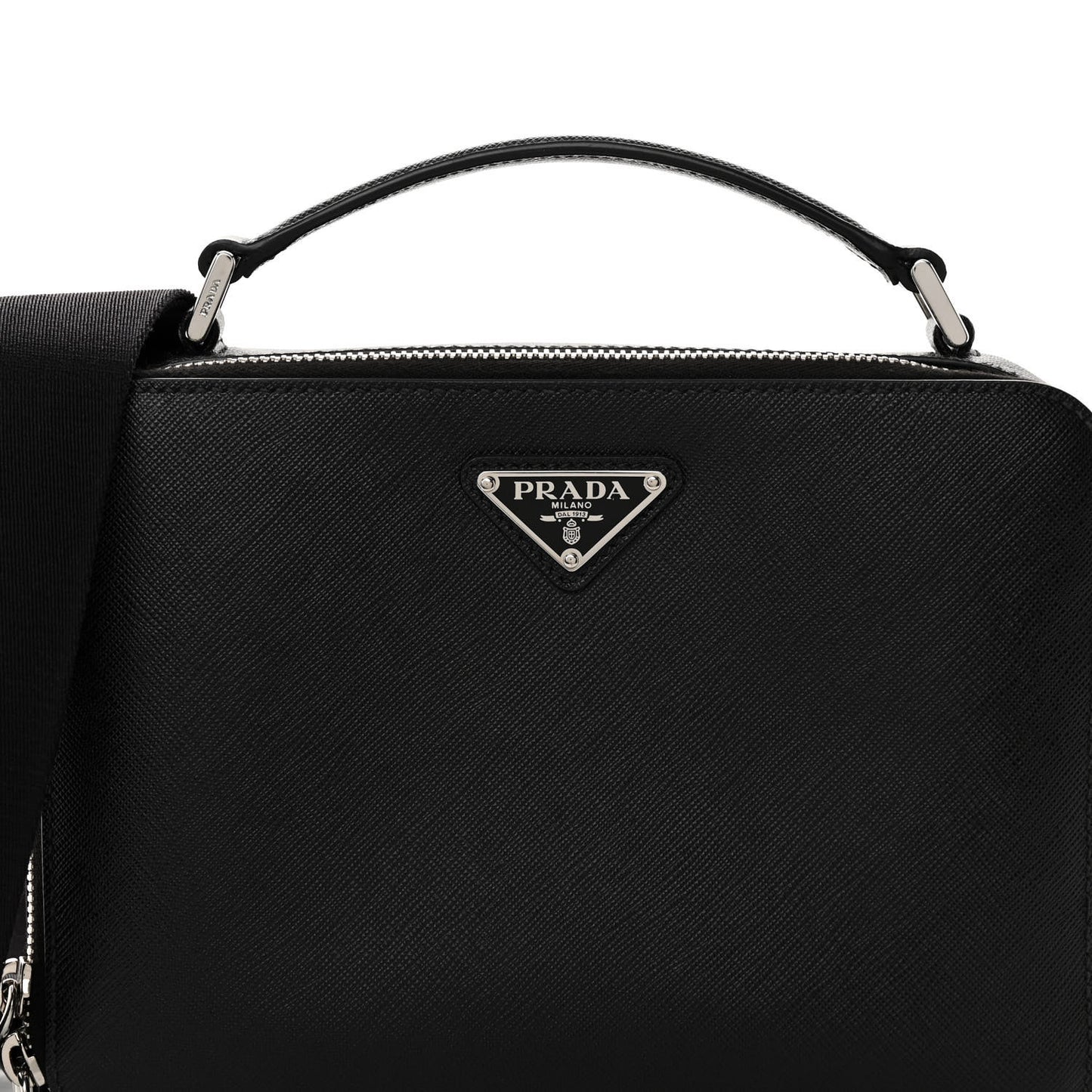 Saffiano Travel Medium Brique Crossbody Bag Black