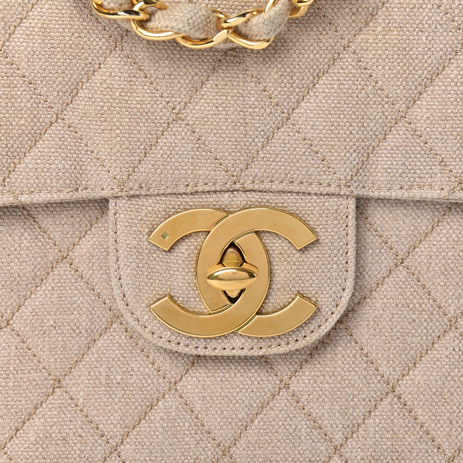 Chanel Toile Jumbo Single Flap Beige 13 of 13